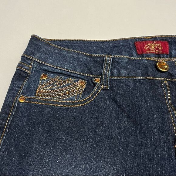 One5one Women's Blue Jeans Blue 5 Pocket Embellished Size 8 - Picture 4 of 10
